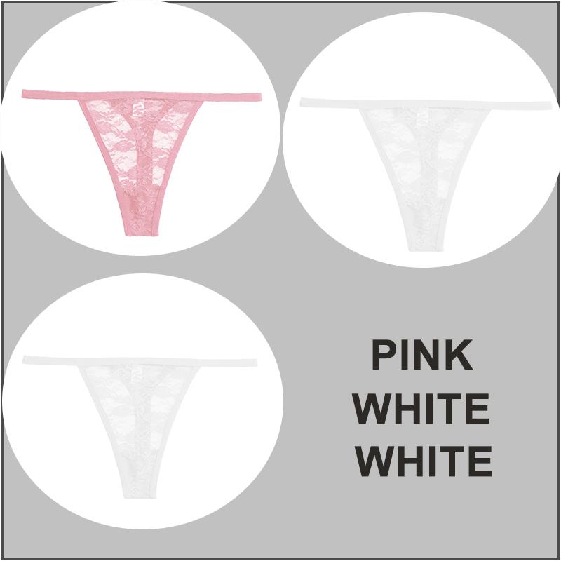 FINETOO 3PCS/Set Sexy G-string Panties Women Thongs  Lace Underwear Pantys Low-Waist Femme Underpants Mesh Transparent  Lingerie