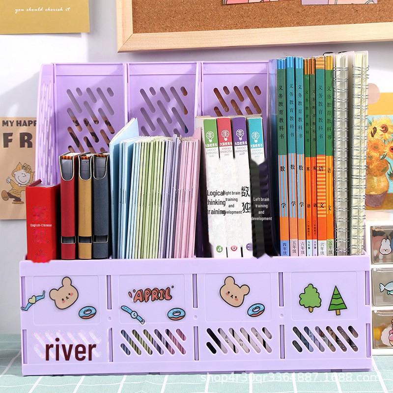 "Office Desk Organizer: File Rack, Basket, Folder Tray, Student Book Stand"