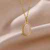 Colorful Stone Opal Oval Necklace For Women Gold Color Stainless Steel Chain Stone Pendant Necklace Classic Aesthetic Jewelry