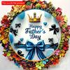 2d Flat 20*20cm Happy Father's Day Acrylic Wall Sign Round Blue Balloon, Crown Design with Black Bows, Wall Mounted Home Decor, Party Scene Decoration