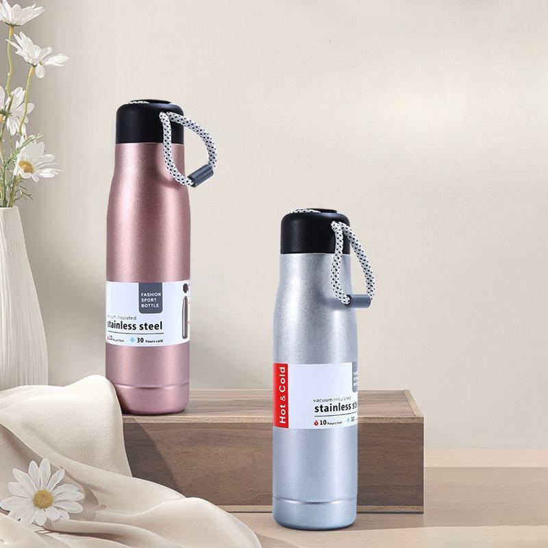 304 stainless steel thermos cup large capacity with rope knight cup outdoor mountaineering sports kettle gift