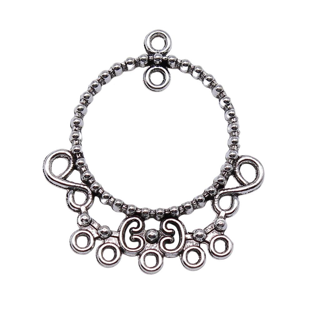 

Round Floral Connector Charms Dreamcatcher Vintage Style Links For Jewelry Making A31-4pcs-37x32mm