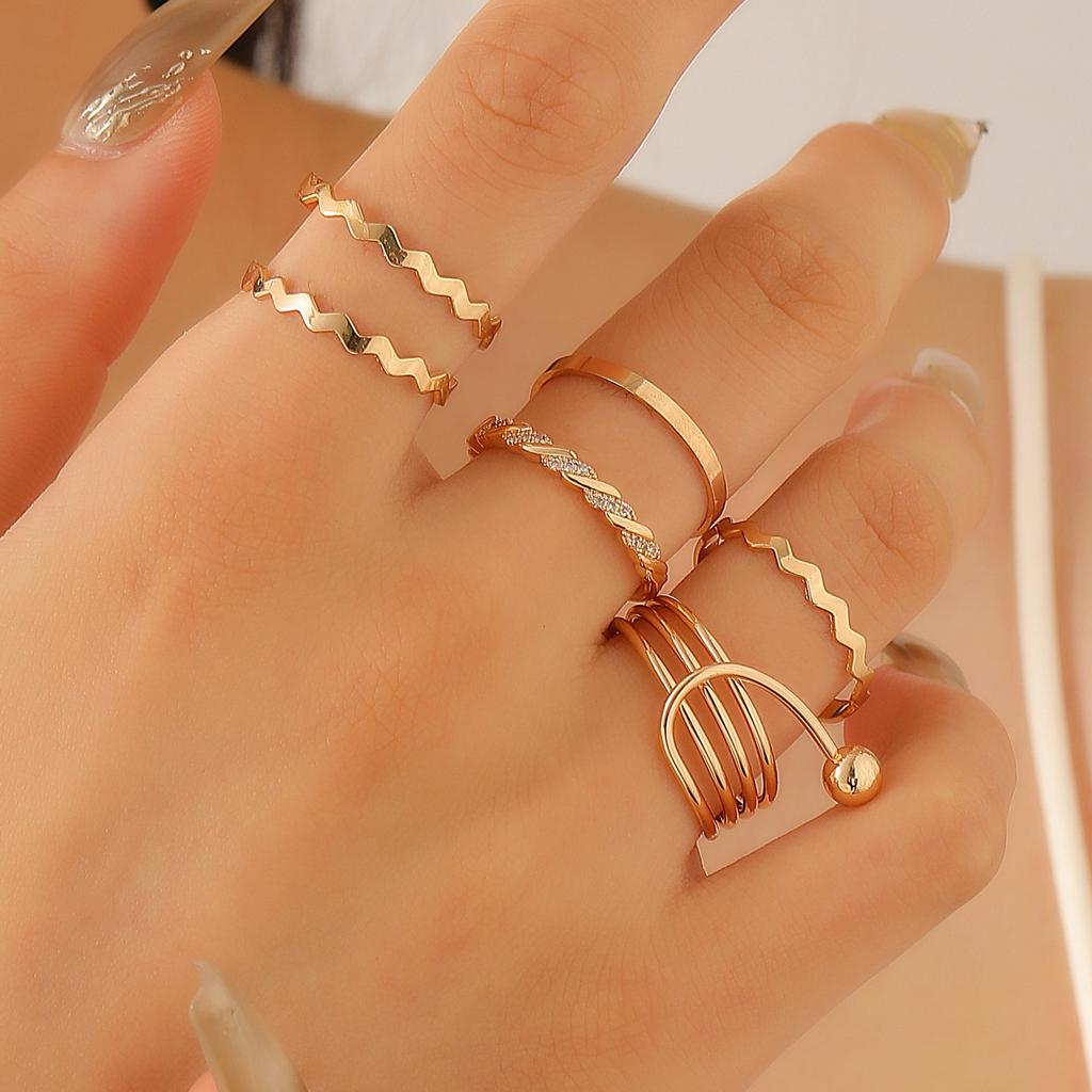 High-quality new ins style set ring, fashionable and creative, simple and good-looking electroplated joint ring 2026 wholesale