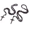 Exquisite Wooden Rosaries with Cross Pendant Religious Jewelry Necklace for Men and Women