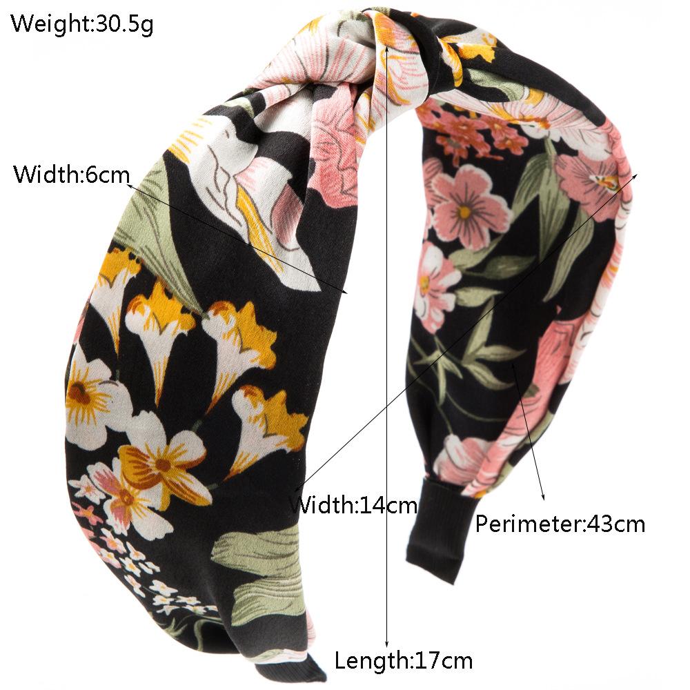 Headbands for Women Floral Pattern Knotted Wide Headbands Cross Knot Hair Bands Vintage Hairband Headbands Accessories