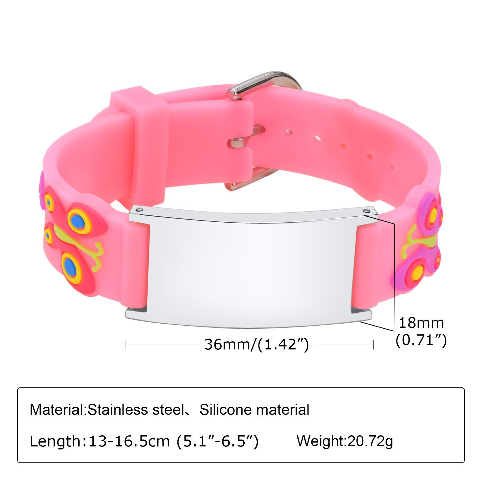 

Stainless Steel Jewelry Kids Free Personalized Medical Bracelet Silicone ID Wristbands, Children For Emergency Bracelets