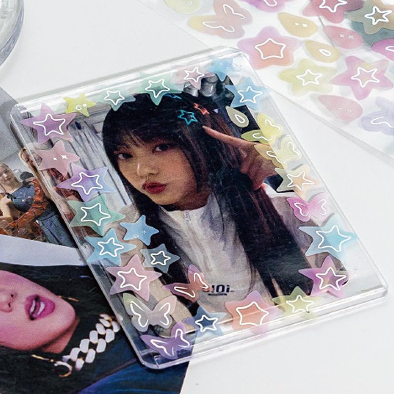 1 Roll Masking Tape 2m Color Gradient Bubble Star Die-Cut Tape Scrapbook DIY Journal Planner Decoration For Phone Case Notebook