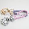 Rhinestone Horseshoe Keychain: Hand-woven Rope with Zinc Alloy Pendant, Anti-Lost Ring, Fashionable Car Key Accessory.