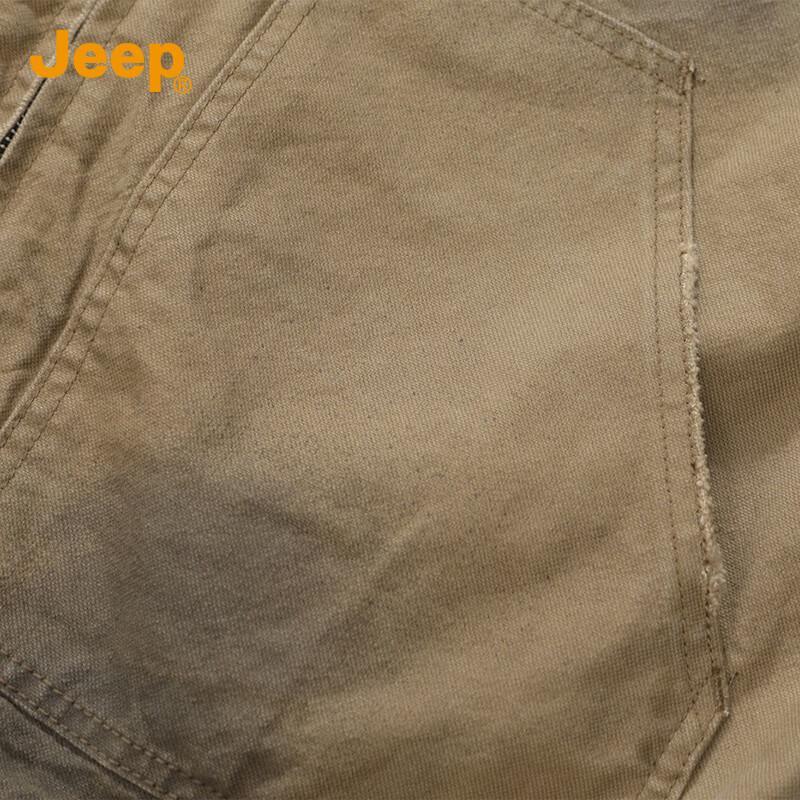 Jeep Men's Cotton Retro Color-block Lapel Jacket