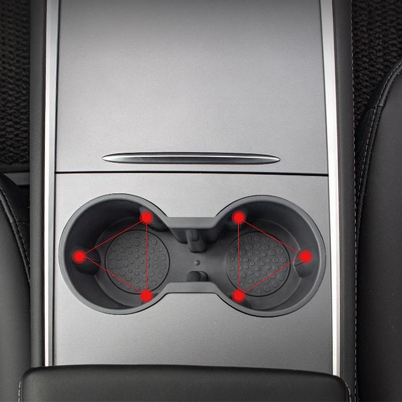 TPE Water Cup Holder Accessories Water Proof Console Cup Holder Insert Double Hole Holder for Tesla Model 3 Model
