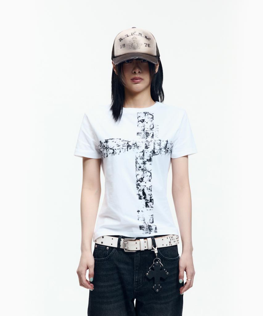 AAKAM Mosaic Cross Half Top (White)