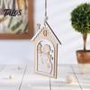 Rustic Christmas Garland Decor Wooden House Snowman/Reindeer Hanging Ornament, DIY Xmas Pendant with Farmhouse Hemp Rope for Home Window & Holiday
