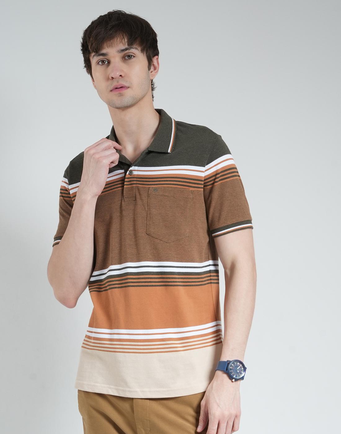 

MONTE CARLO Мужская футболка-поло с коротким рукавом в полоску стандартного кроя L