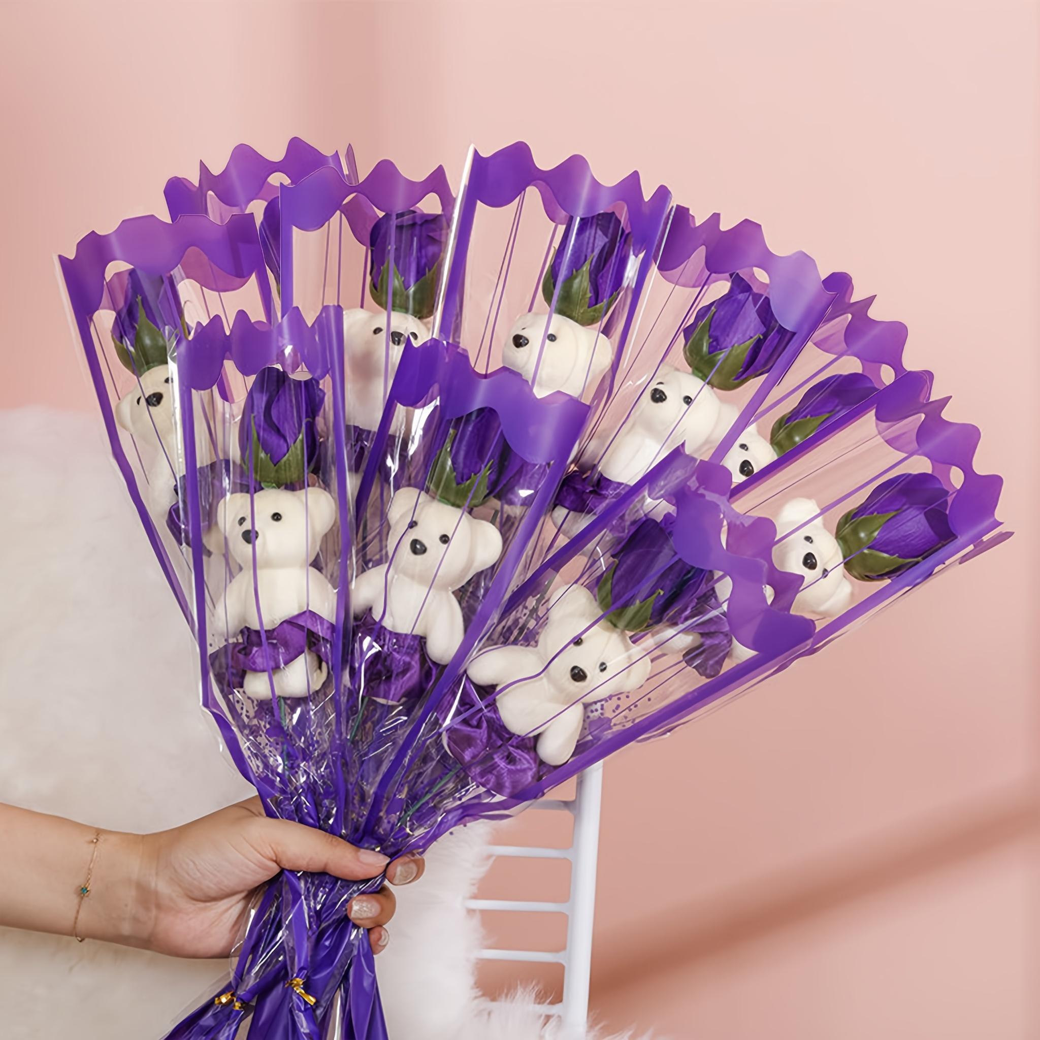 

10Pcs Artificial Flowers Rose Bear Bouquet Fake Flower Mother s Day Valentine s Day Gift Birthday Present Wedding Home Decor 10pcs фиолетовый