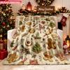 Blanket 1pc Christmas Cookies Patterns 2D-printed Flannel Throw Blanket-soft and Cozy Suitable for Use On the Sofa While Traveling