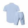 Men's Short Sleeve Shorts Suit Casual Loose Linen Men's Short Sleeve Shorts Suit