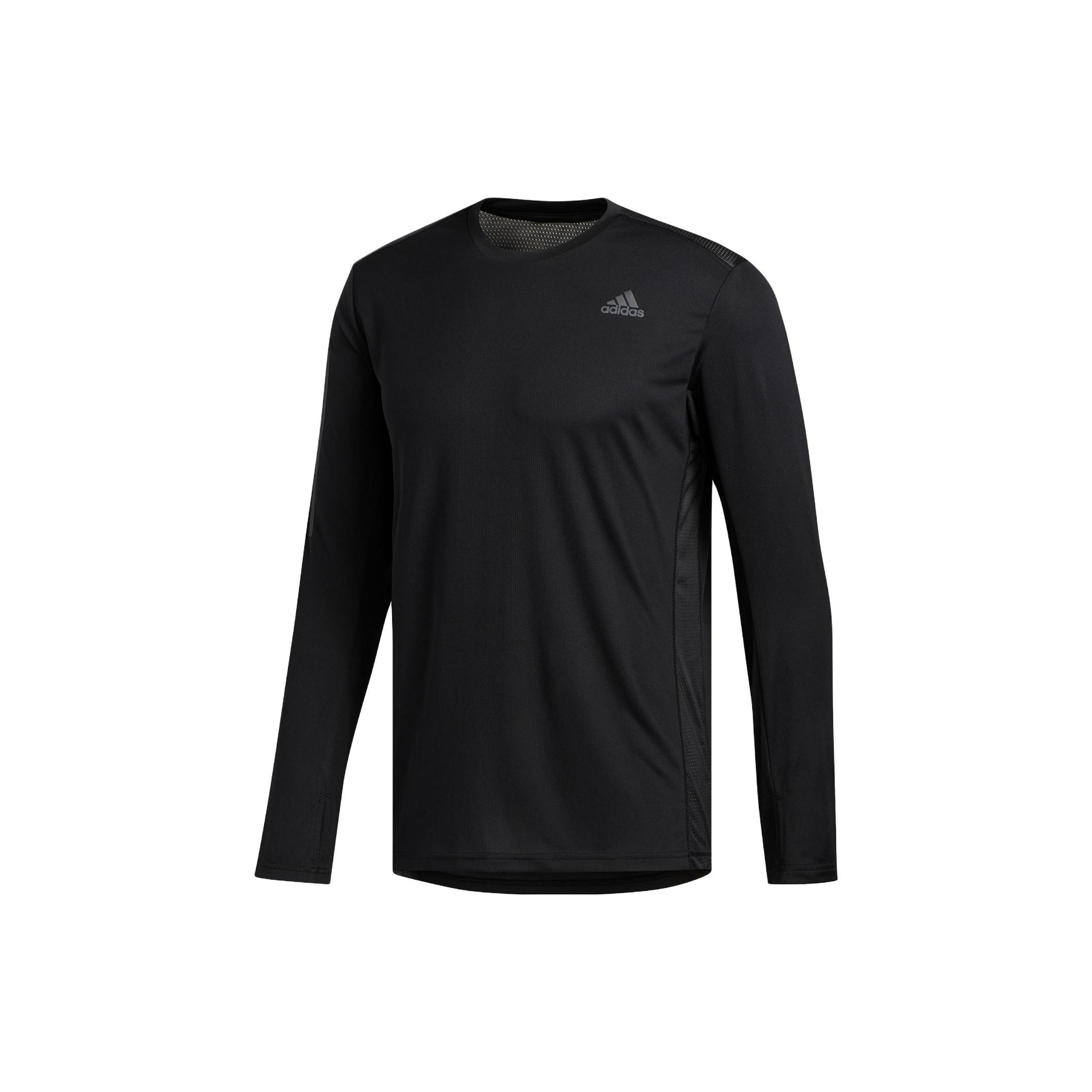 

Adidas Solid Color Round Neck Quick-Dry Long Sleeve T-Shirt Men Tops Black CV8520 M