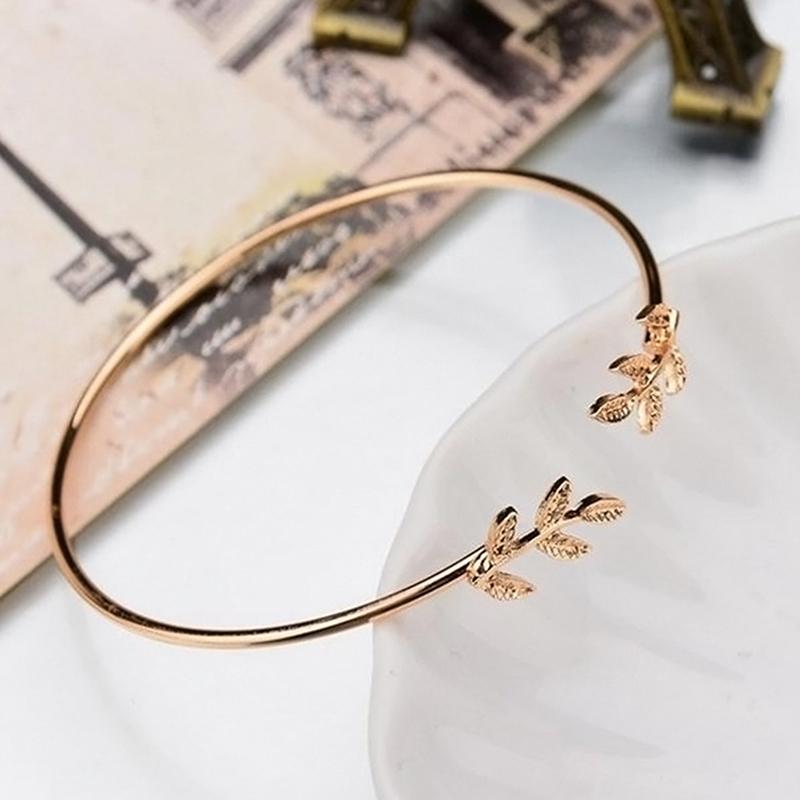 

Корейский стиль Винтажный лист Открывающийся браслет для женщин и девушек Индивидуальный регулируемый браслет-манжета Аксессуары для ювелирных изделий золотой