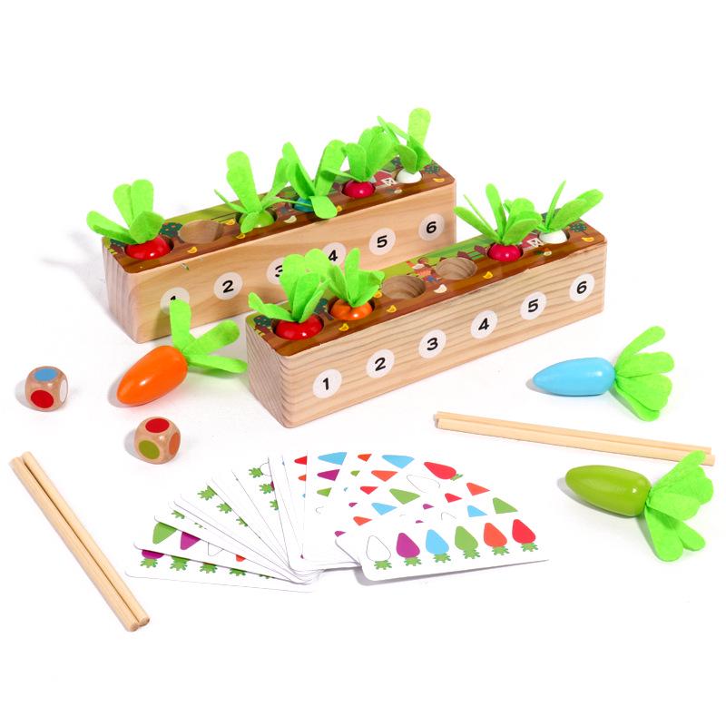 Montessori Radish Pulling Puzzle: Fine Motor Skill Toy for Ages 2-5