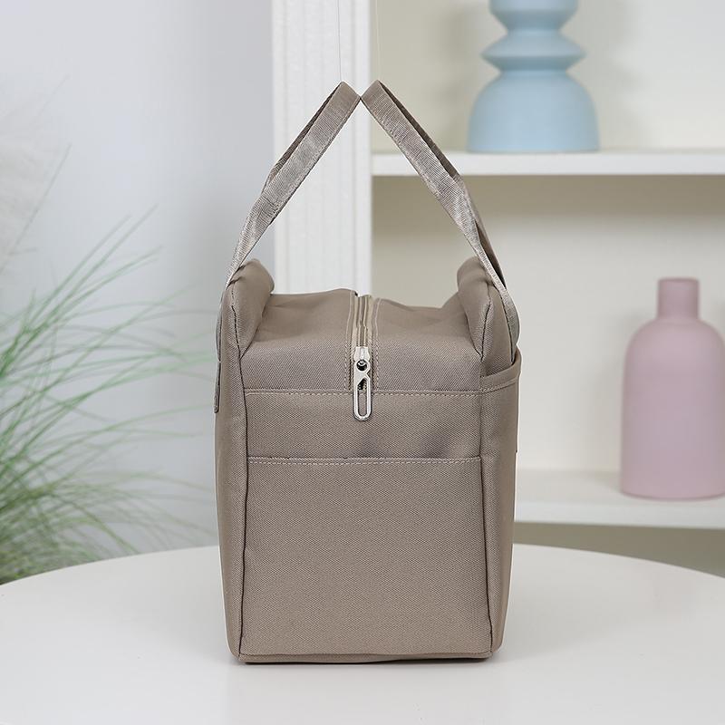 Solid Lunch Bag with Aluminum Foil Interior Zipper Closure, Large Capacity Portable Work Tote Bag, Storage Bag, Handbag