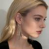 1 Pair Women Earrings Exaggerated Waterdrop Long Tassel Design Leverback Earrings Shiny Versatile Jewelry Accessories