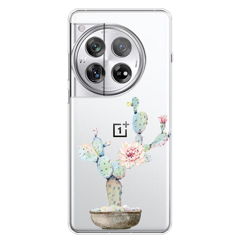 For OnePlus 12 Case 12R 5G Flower Clear TPU Soft Silicone Transparent Back Case for One plus 12R Cover on for Oneplus12 5G Coque
