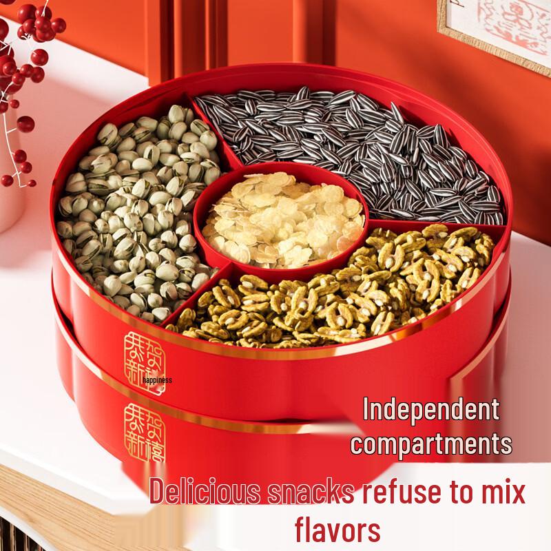 Nyårs dubbellager rund godis- och snacksbox