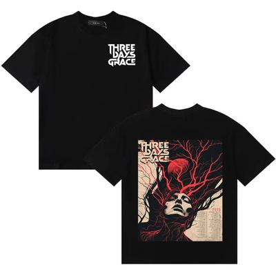 Singers Three Days Grace Graphics Merch Unisexs and Womens Classic Roundneck Tee 2025 Summer Hip Hop Pure Cotton Printed Tshirt