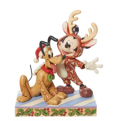 Enesco Statue/Figur "Disney Traditions" Micky und Pluto als Rentiere, Größe 7,5 x 13,5 x 16 cm, DTR6013059