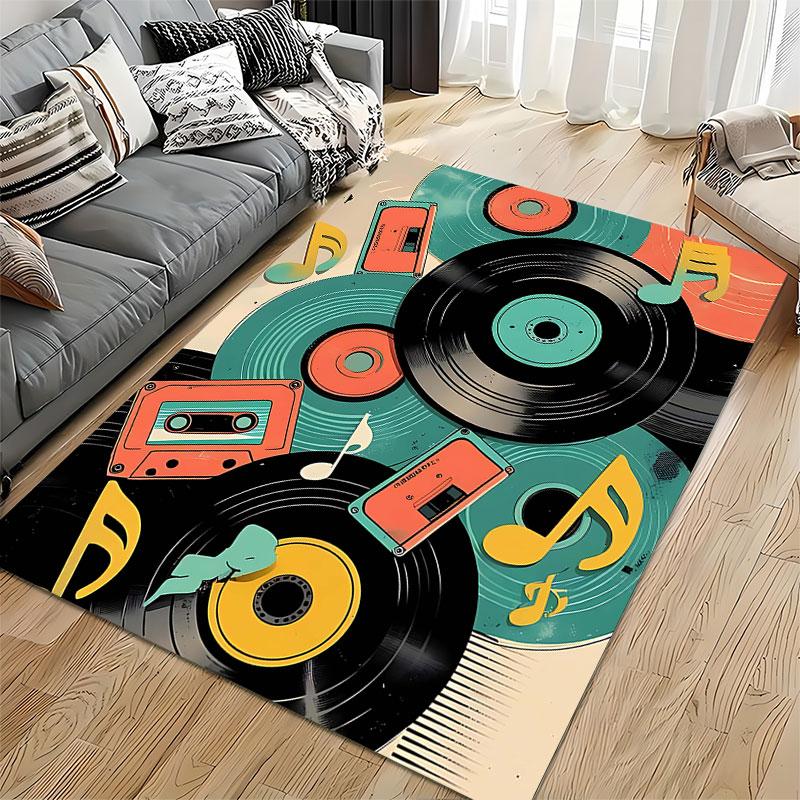 Retro Vinyl Records Design Carpet suitable as a non-slip mat for the living room or bedroom sofa