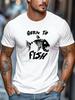 New Unisex Black Crew Neck Tee Born To Fish Angry Fish Skeleton Graphic Retro Fishing Hobby Outdoor Soft Cotton Male Casual Tops