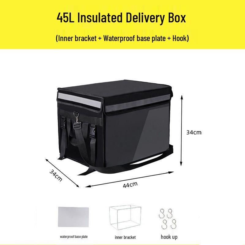 Meituan Waimai Black Insulated Delivery Box - Thickened, Waterproof, Car-Mounted, and Home Use.