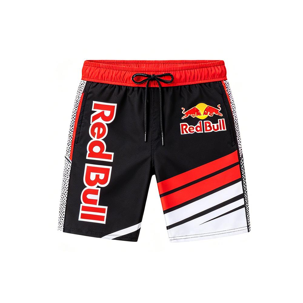 

Мужские плавательные шорты F1 Red Bull Motorsport Летние Быстросохнущие Пляжные Board Shorts Повседневные Спортивные В гоночном стиле На шнурке Плавки XS
