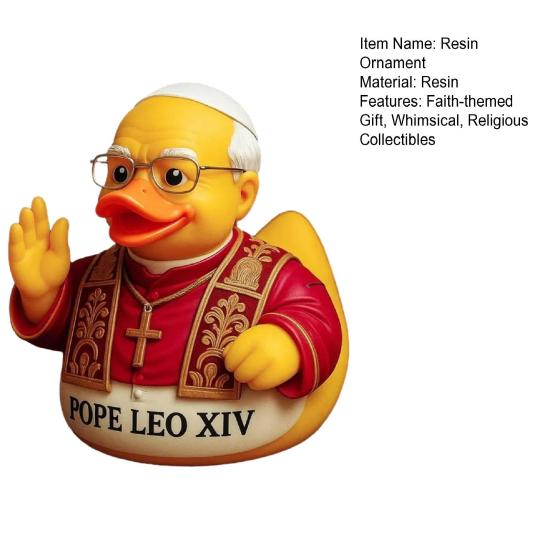 Pope Leo XIV Duck Resin Pope Catholic Duck Figurine Religious Desktop Catholic Duck Statue Keepsake Gift for Friends