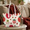 Cute Strawberry Print Tote Bag Fashion Portable Casual Daily Shoulder Bag for Women Outdoor Shopping Travel Use