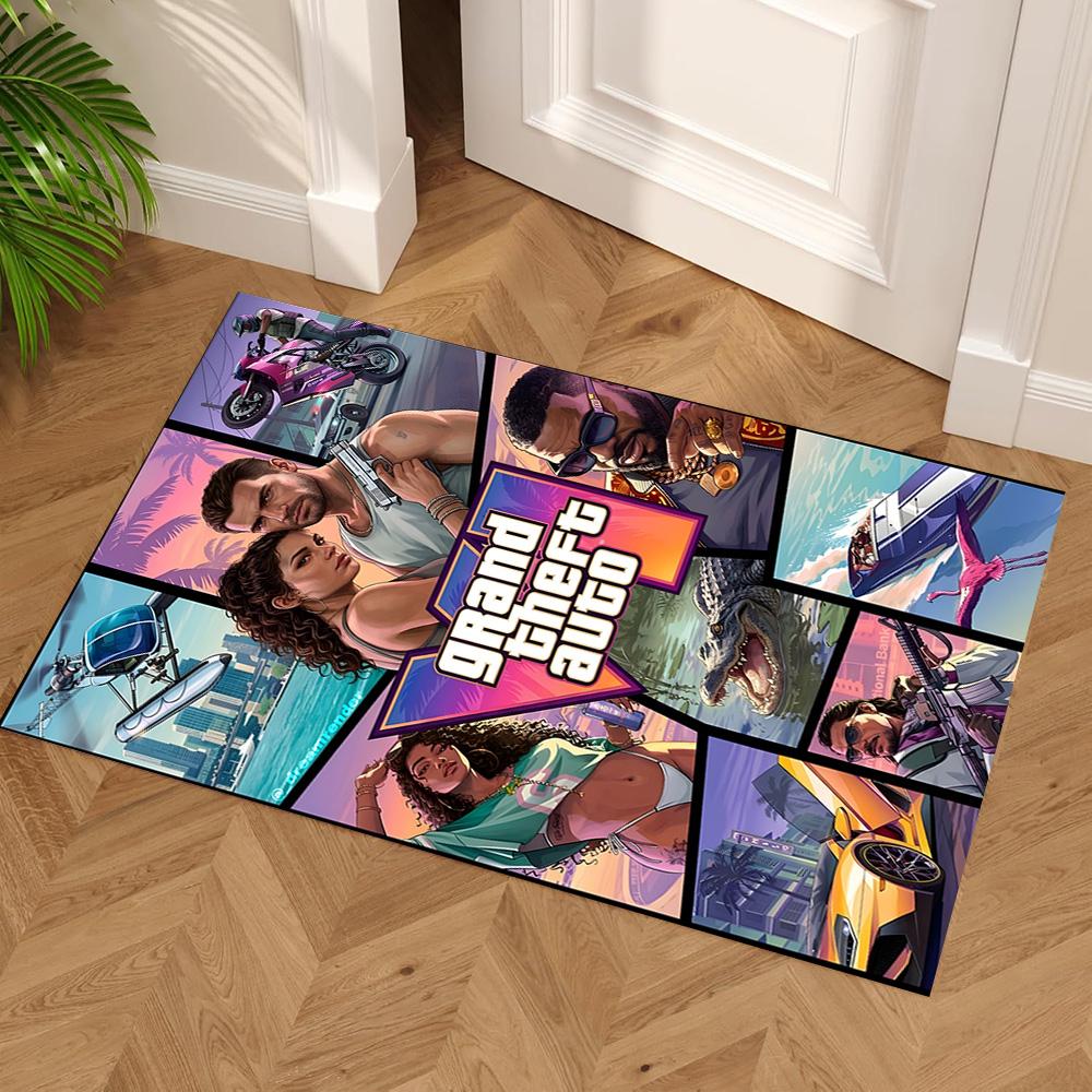 Grand Theft Auto Fußmatten Design für Flur Außenbereiche Schlafzimmer Eingangsbereich Rutschfester Teppich Büro Heimdekoration Spirituelles Geschenk