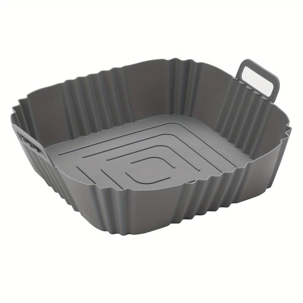 1pc of 22cm silicone air fryer oven baking plate pizza fried chicken silicone basket reusable air fryer liner accessory