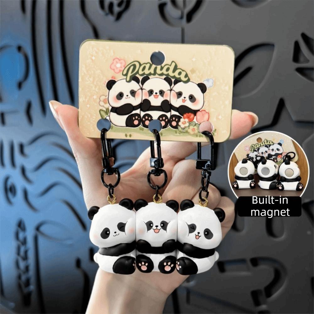 Cartoon Magnetic Snap Keychain Panda Magnetic Keychain Portable Keychain Sets Bags