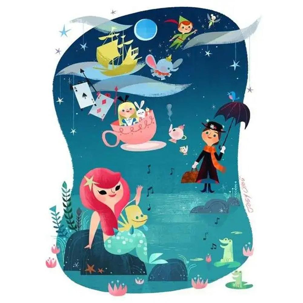 

Disney Diamond Painting Collection of Disney Classics Modern Illustration Art Cartoon Diamond Painting Full Diamond Cross Stitch DIY Gifts Home Decor Round 20x30cm