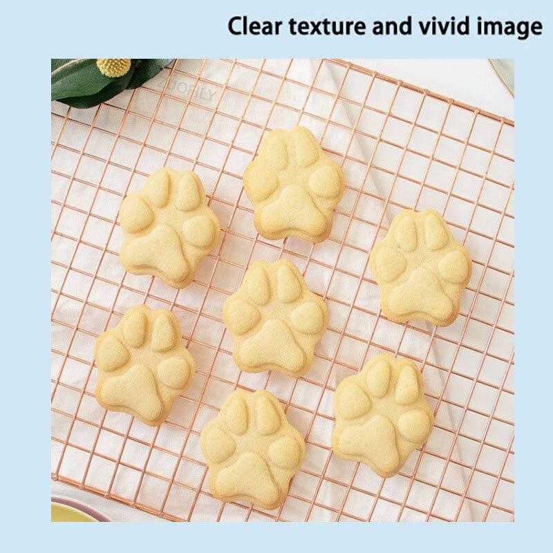 2pcs Cat Paw Print Cookie Cutter White Plastic Cartoon Kitten Footprint Pressrable Biscuit Stamps Molds DIY Cake Decorating Tools
