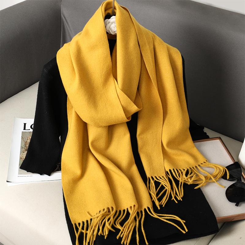 Nytt 62 farger Vinterskjerf for kvinner Langt Varmt Kasjmirskjerf Hijab Ensfarget Dame Sjal Wrap Kvinnelig Pashmina Bandana Hodeskjerf