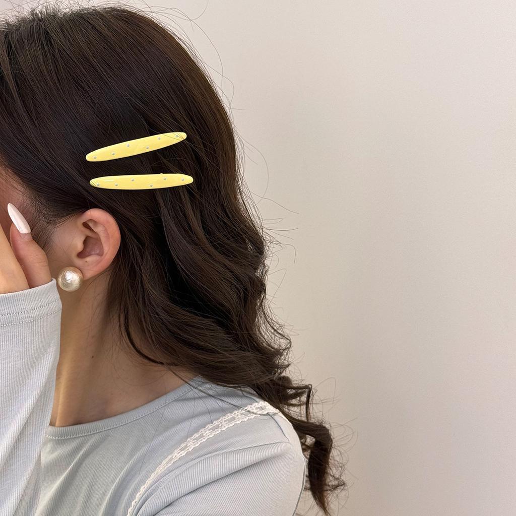 Korean-style blue and white polka dot cream-colored hair clips oil-dripping duck beak Korean-style fashionable side clips bangs