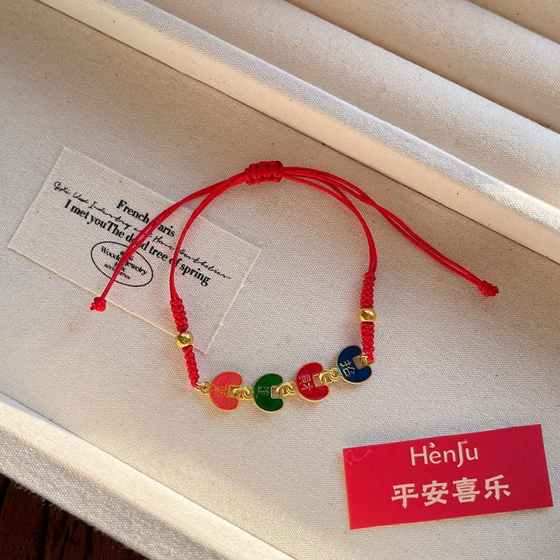 

Китайский Новый год Красный нить браслет для зодиакального года Радостный безопасный плетеный веревочный браслет Год Змеи 1 pcs