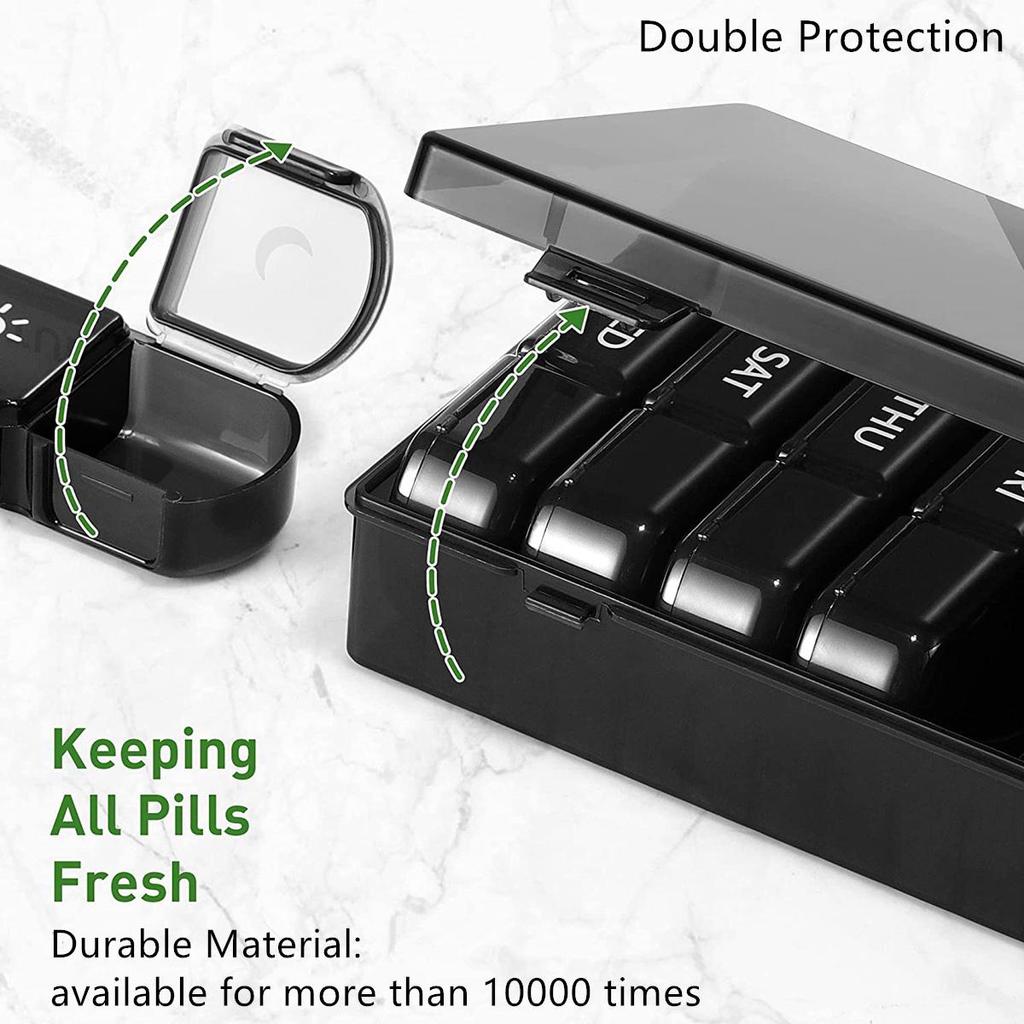 Updated Weekly Pill Organizer Case 7 Days Travel Pill Box Container 3 Times A Day Large Capacity for Vitamins Medicine Fish Oils