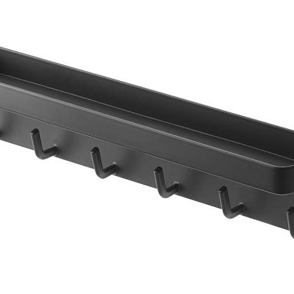 Key Rack with Tray 6pcs Hooks Nail Free Installation Rounded Corners Decorative Practical Carbon
