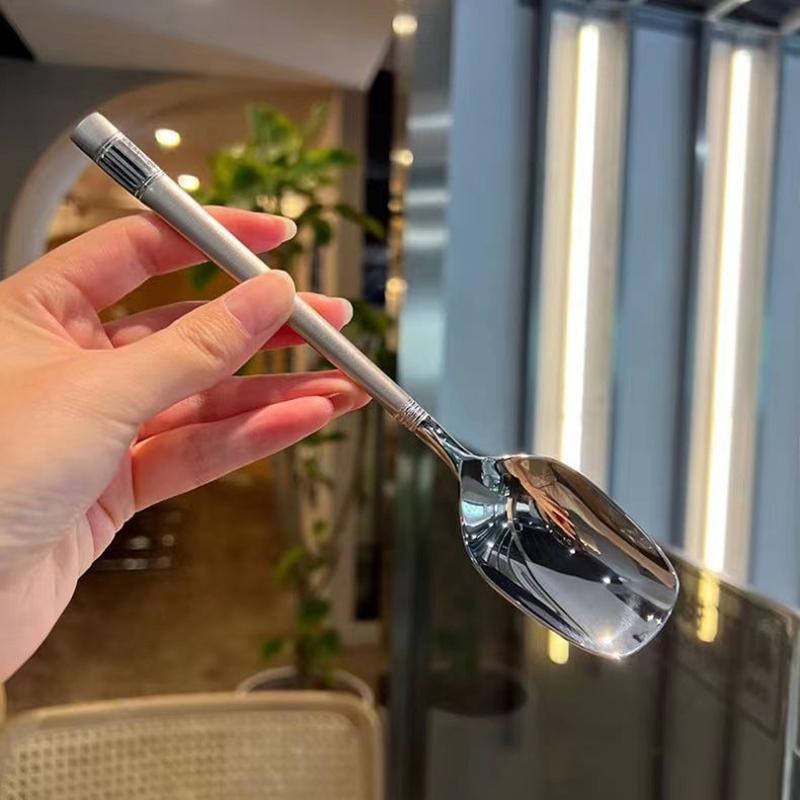 Stainless Steel Thickening Spoon Creative Long Handle Hotel Pot Spoon Soup Ladle Tableware Home Kitchen Essential Tools