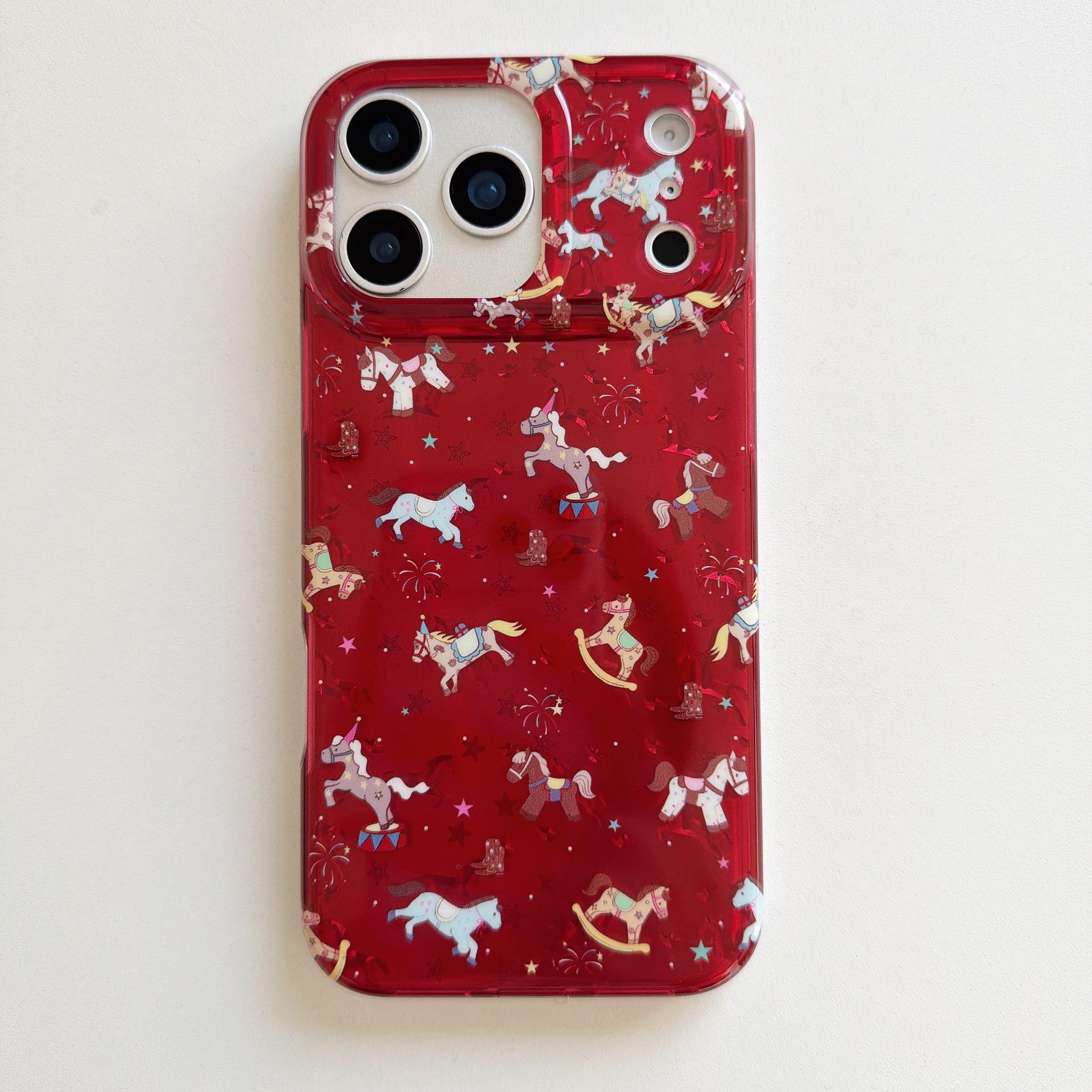 

Colorful Pony Double Layer Anti-Fall Phone Case for iPhone 14/13 Pro Max iPhone 17 Pro Max