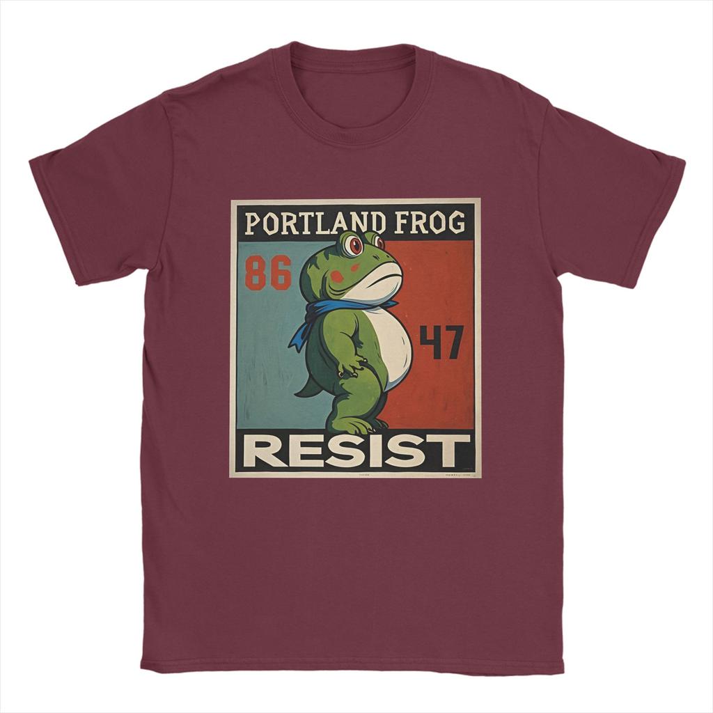 Men's T-Shirts Resist Frogs Portland Frog Stand Strong No Kings In America Since 1776 Cotton Tee Shirt Short Sleeve  T Shirts