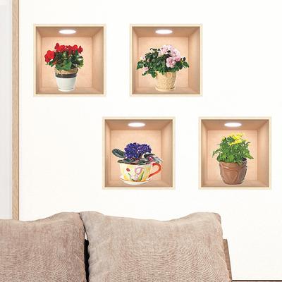 13 Style 3D Plant Flower Wall Sticker Set DIY Crown Glass Decals for Living Room Bedroom Wedding Decor Self-Adhesive Refrigerator Stickers