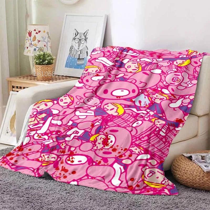 Cartoon Gloomy Bear Printed Blanket for Beds Sofas Warm Soft Flannel Blanket Gift